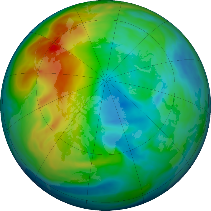Arctic ozone map for 04 December 2023